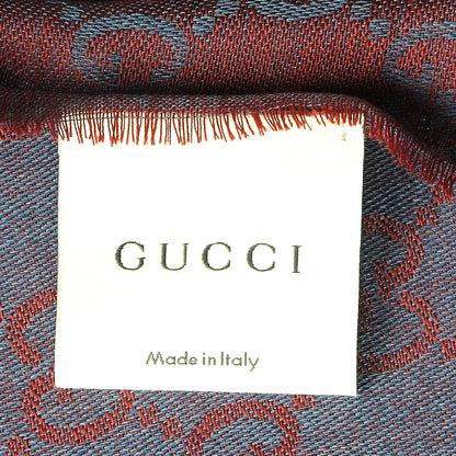 Gucci Wool Silk GG Monogram GGWeblong Fringe Scarf Lacquer Sky Blue 7 of 7