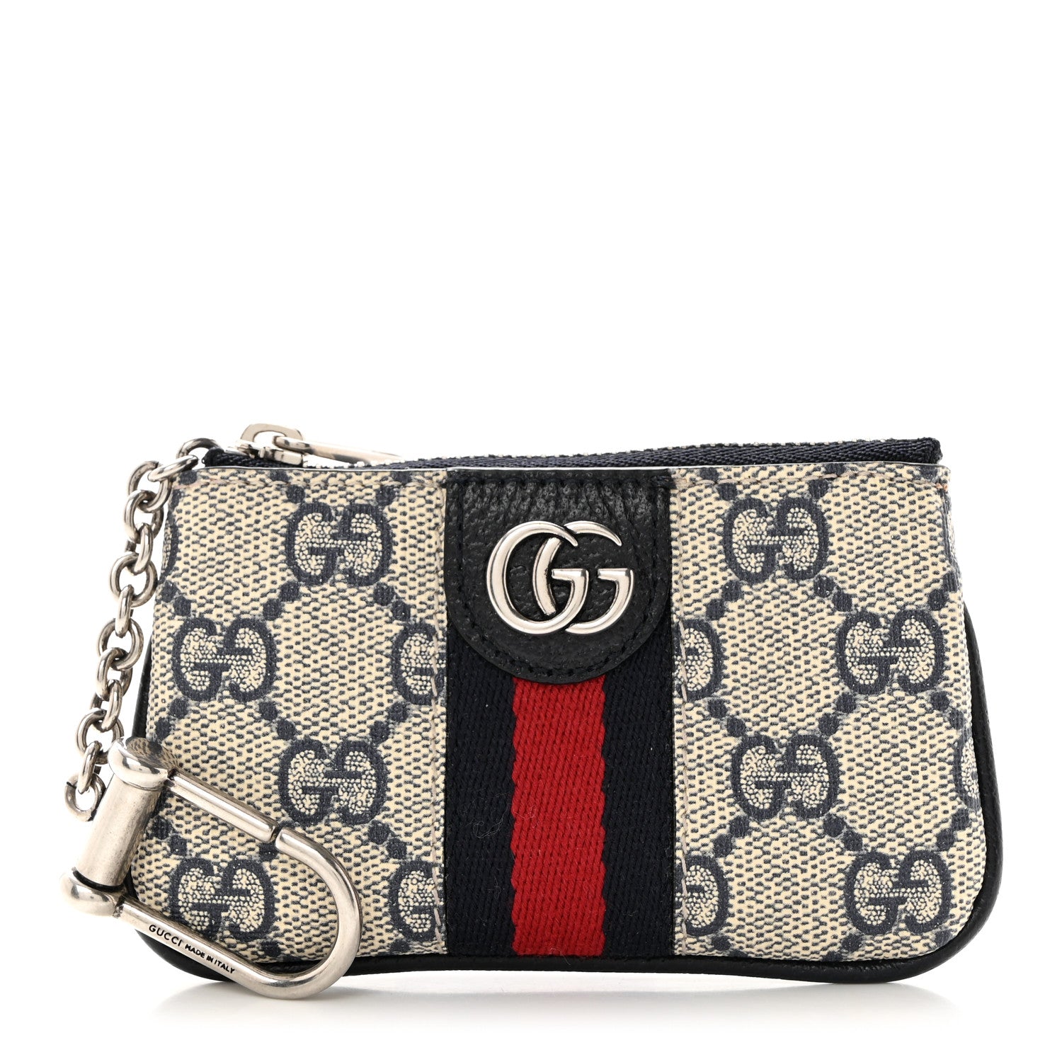 Gucci GG Supreme Monogram Web Ophidia Key Case Beige Blue 1 of 8