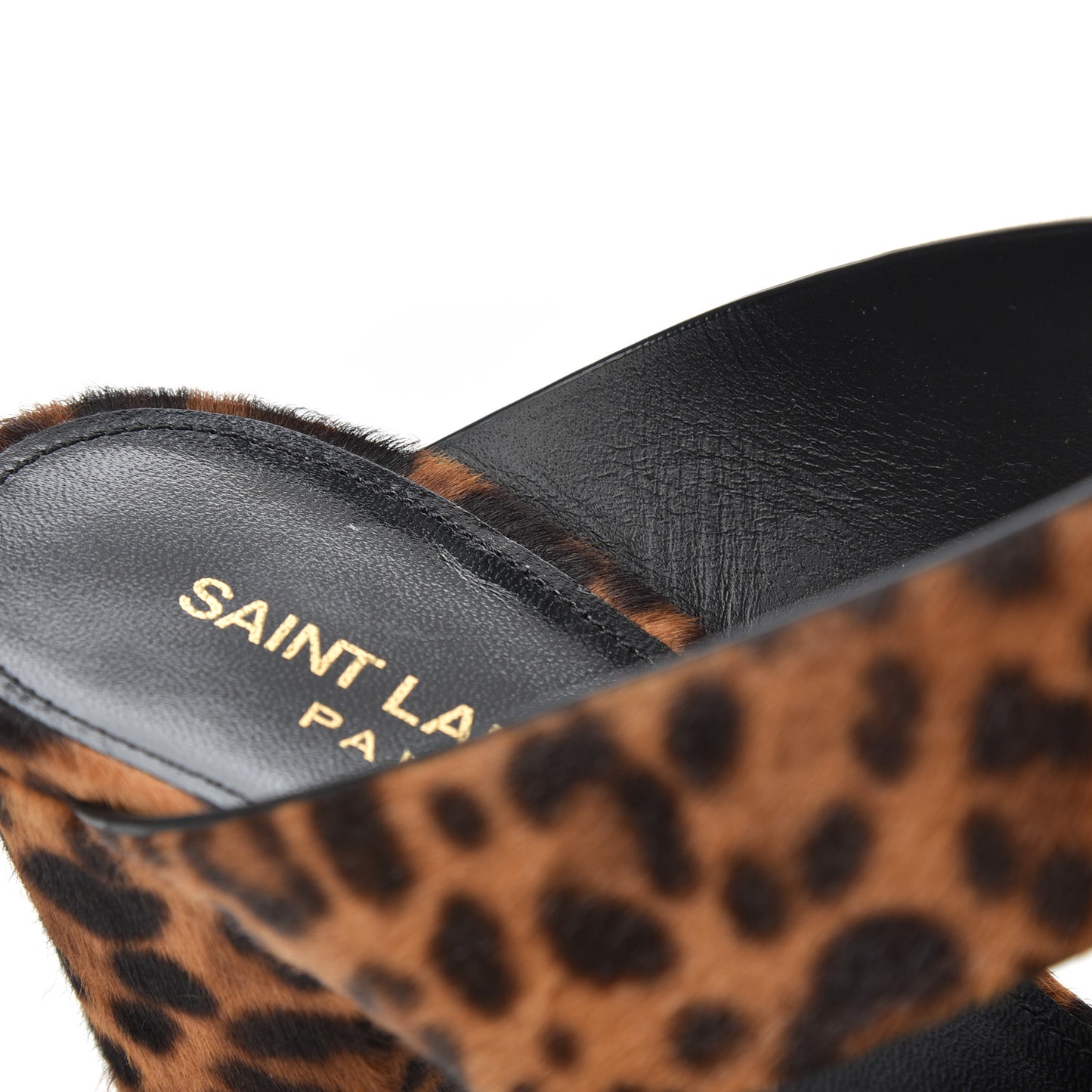 Ponyhair Leopard Print Oak 75 Ankle Strap Sandals 39.5 Brown