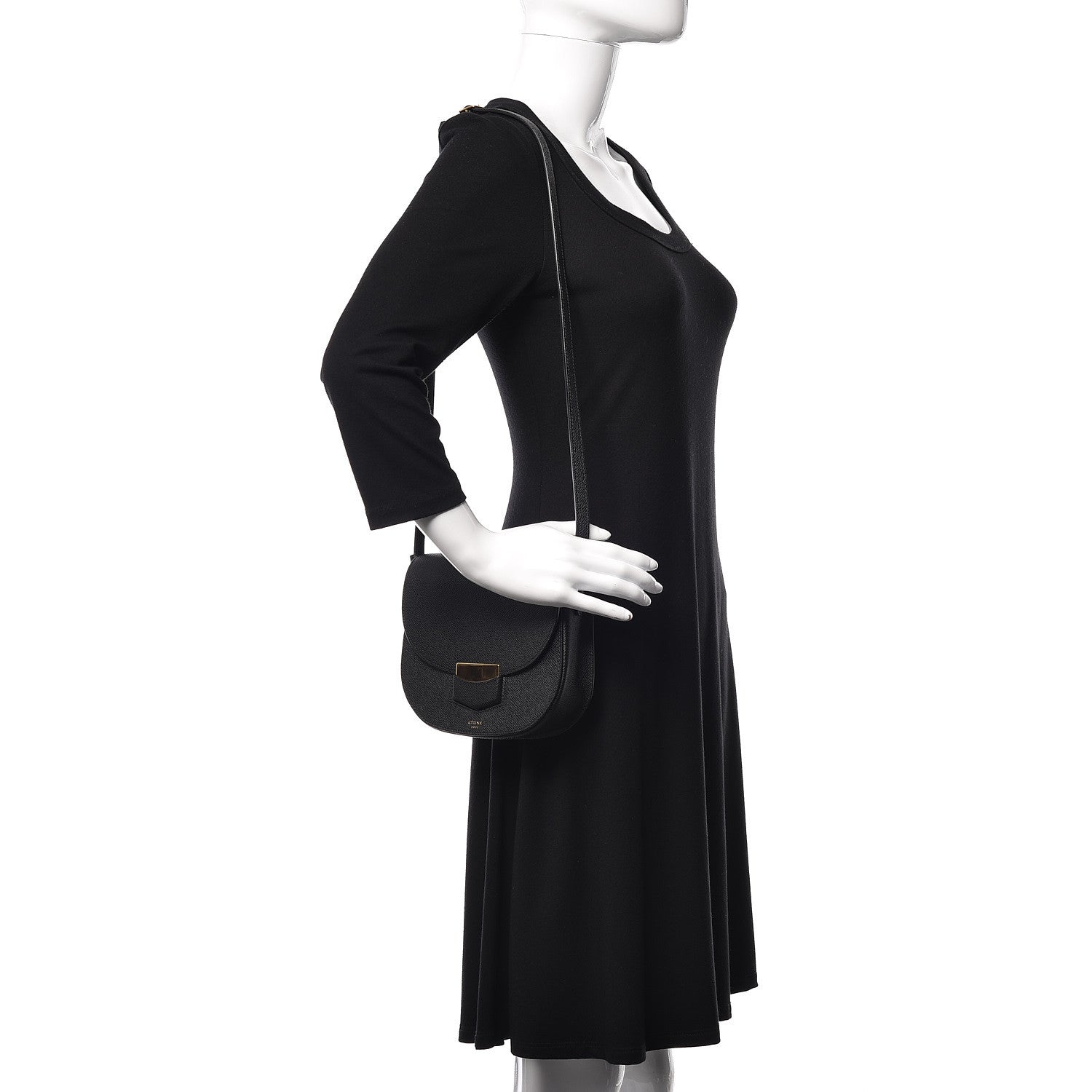 Celine Grained Calfskin Small Trotteur Black 2 of 9