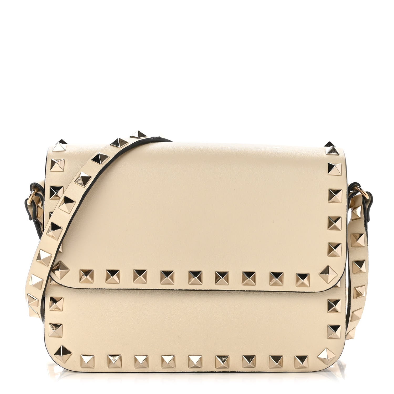 Valentino Garavani Vitello Rockstud Flap Crossbody Bag Light Ivory 1 of 8