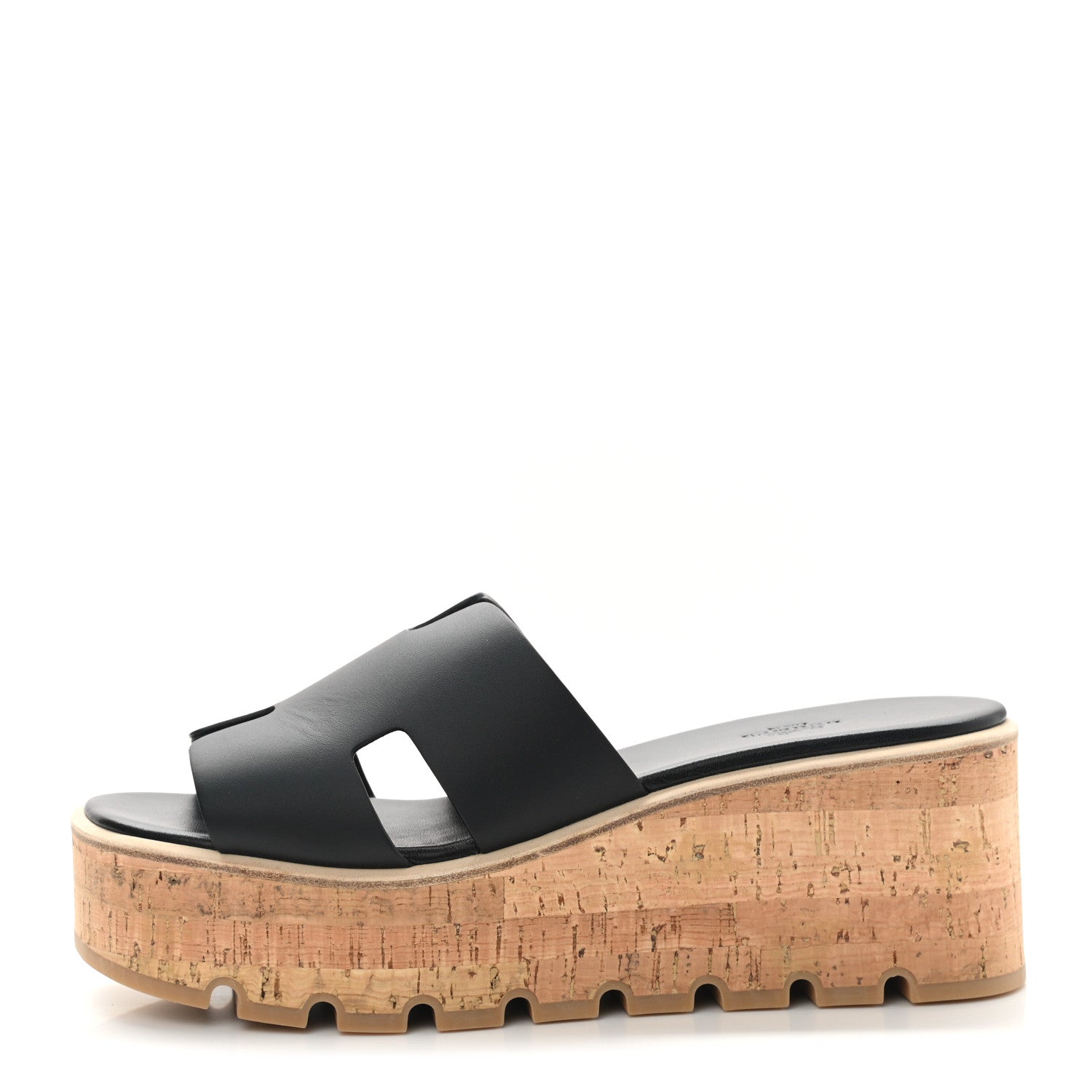 Hermes Calfskin Cork Eze 30 Sandals 41 Black 1 of 9