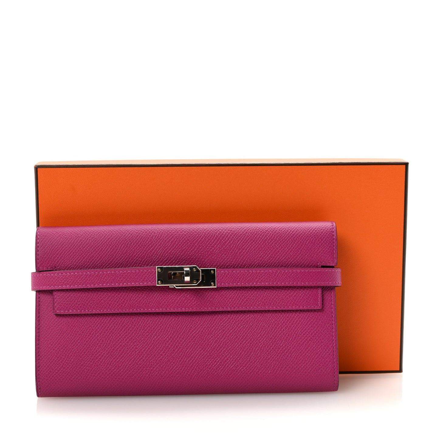 Epsom Kelly Longue Wallet Rose Pourpre