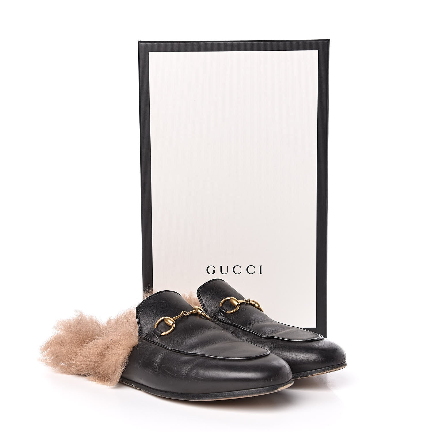 Gucci Calfskin Fur Womens Princetown Slippers 37.5 Black 10 of 10