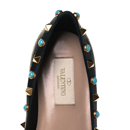 Valentino Garavani Pebbled Calfskin Rockstud Rolling Ballerina Flats 35 Black 7 of 7