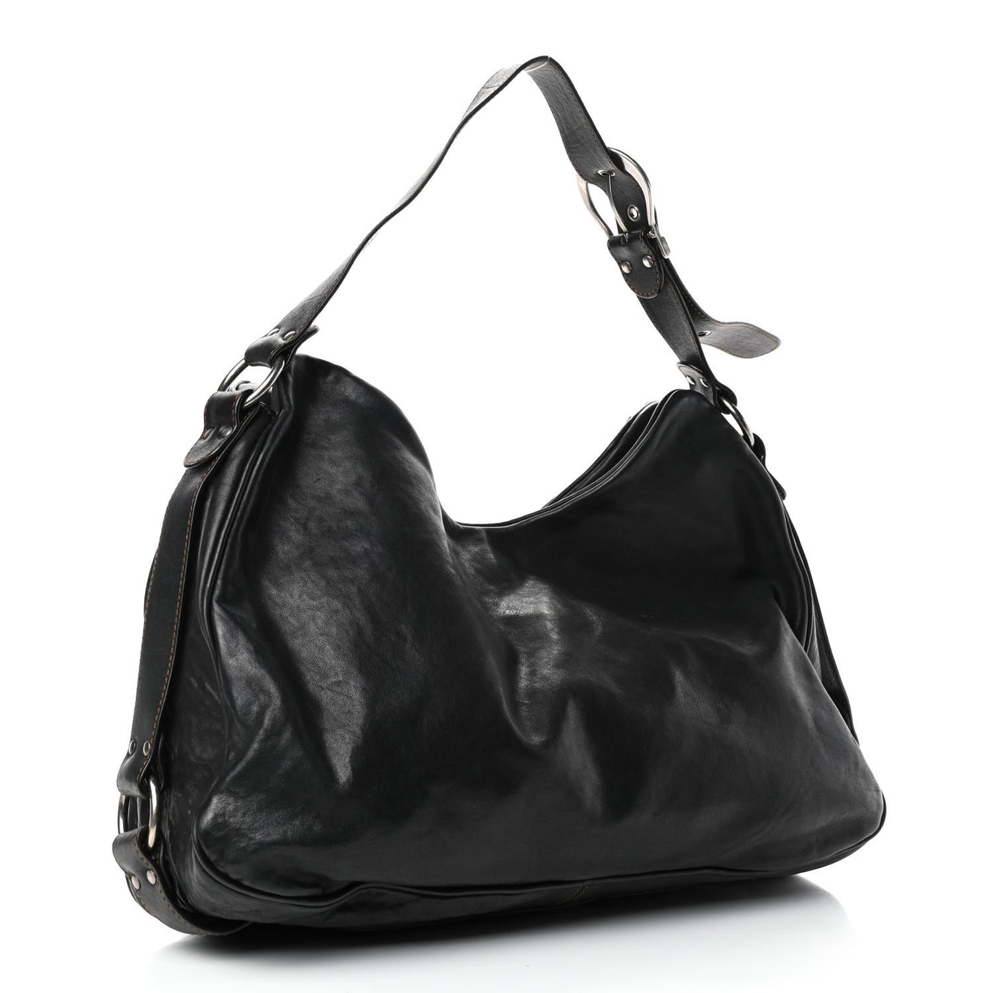 Calfskin Large Gaucho Double Saddle Bag Black