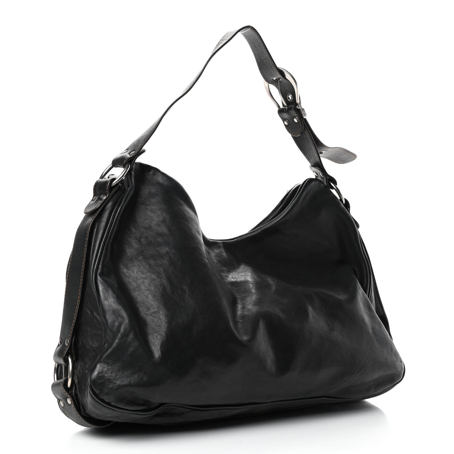 Christian Dior Calfskin Large Gaucho Double Saddle Bag Black 2 of 4
