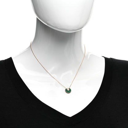 Cartier 18K Pink Gold Diamond Malachite XS Amulette de Cartier Pendant Necklace 2 of 4