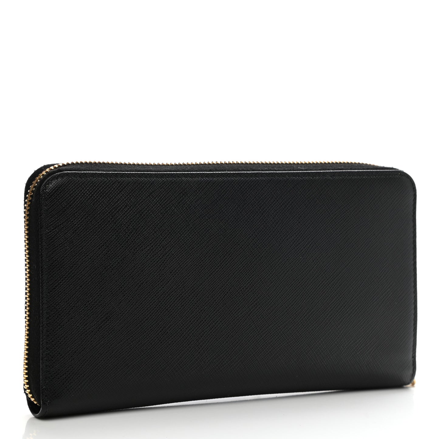 Saffiano Metal Large Zip Around Travel Wallet Black