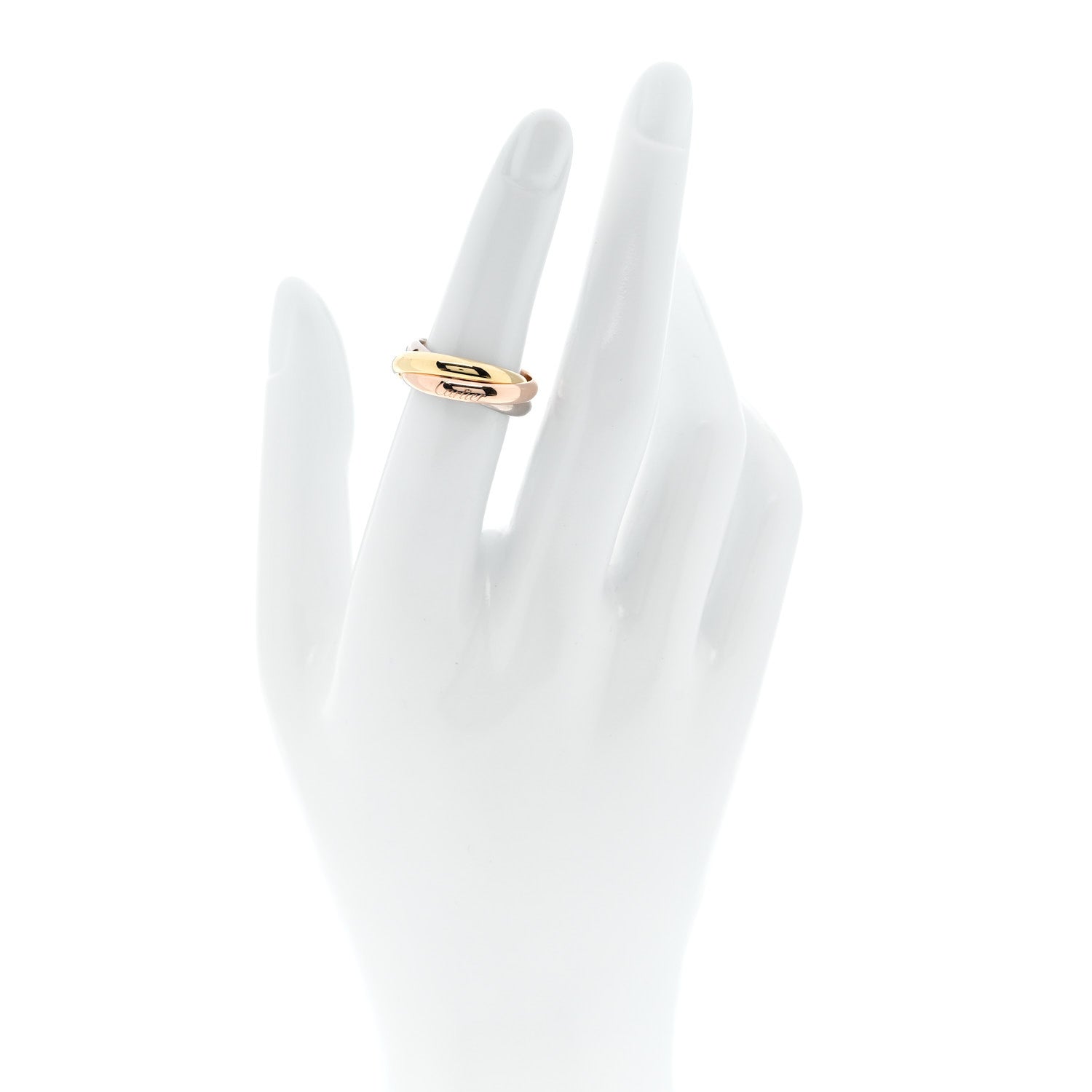Cartier 18K Pink Yellow White Gold Diamond Trinity Ring 50 5.25 2 of 5