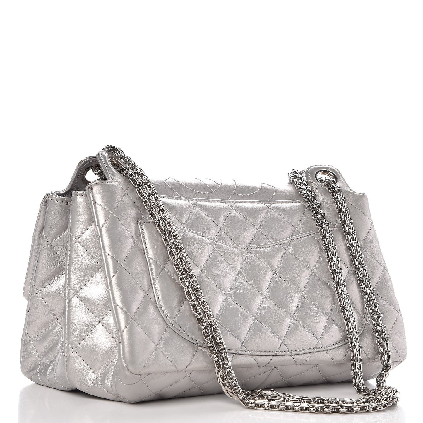 Metallic Aged Calfskin Quilted Reissue 2.55 Accordion Flap Silver