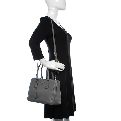 Prada City Calf Small Hand Stitched Galleria Double Zip Tote Marmo 2 of 13