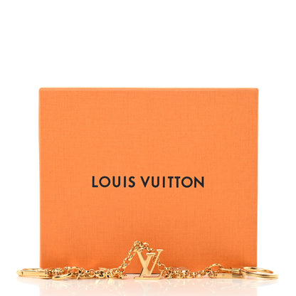 Louis Vuitton Brass Enamel Fleur De Monogram Bag Charm Chain Gold 5 of 5