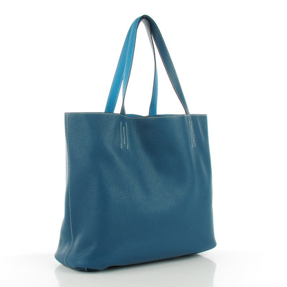 Hermes Taurillon Clemence Double Sens 45 Reversible Tote Colvert Turquoise 4 of 8