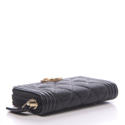 Chanel Caviar Quilted Boy Zip Around Coin Purse Wallet Black 4 of 8
