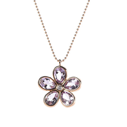 Tiffany 18K Rose Gold Amethyst Diamond Sparklers Flower Pendant Necklace 4 of 7