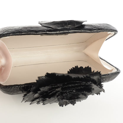 Nancy Gonzalez Crocodile Floral Applique Minaudiere Clutch Black 5 of 7
