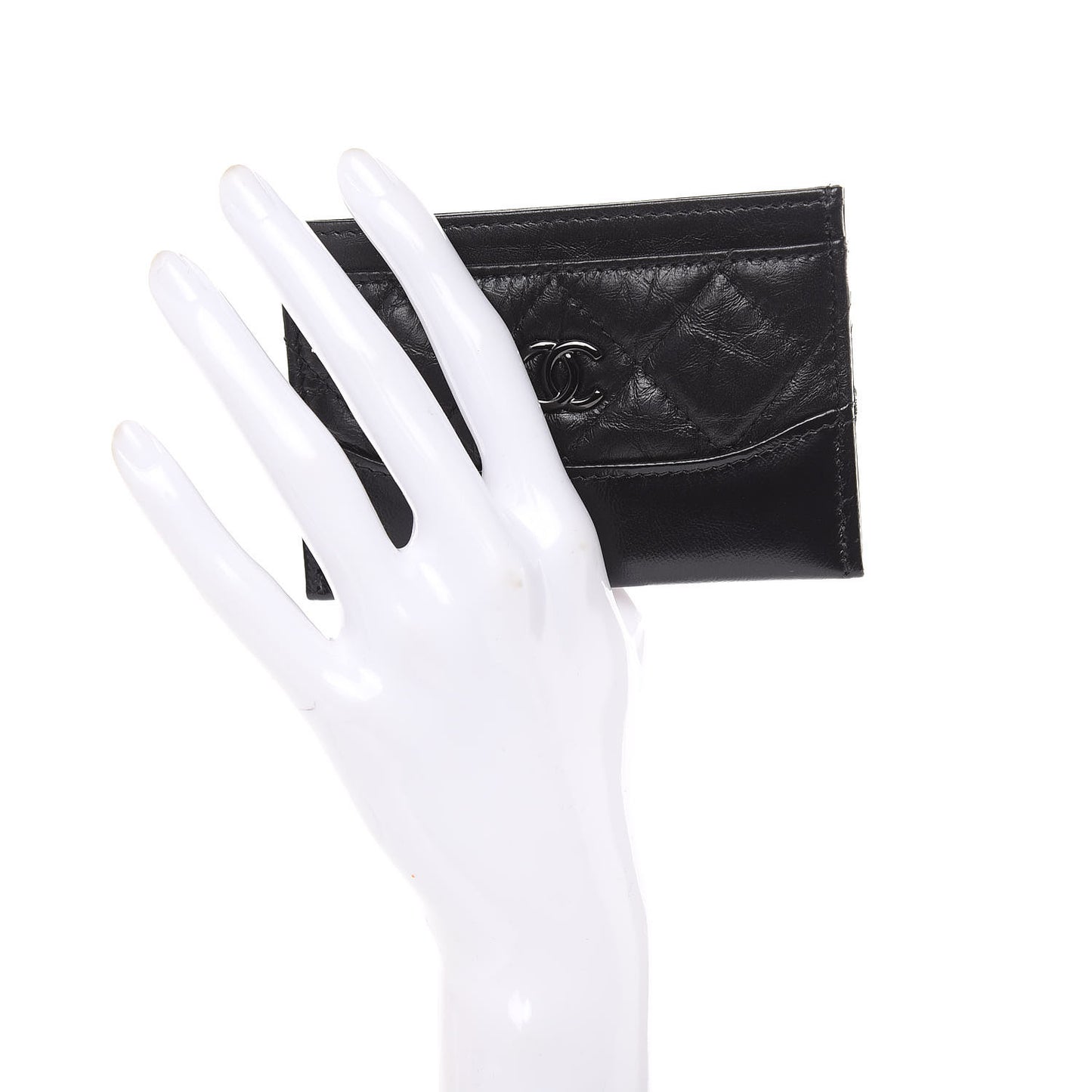 Aged Calfskin Smooth Calfskin Quilted Gabrielle Card Holder So Black
