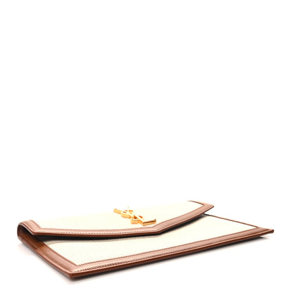 Saint Laurent Canvas Uptown Pouch Natural Beige Brick 4 of 9