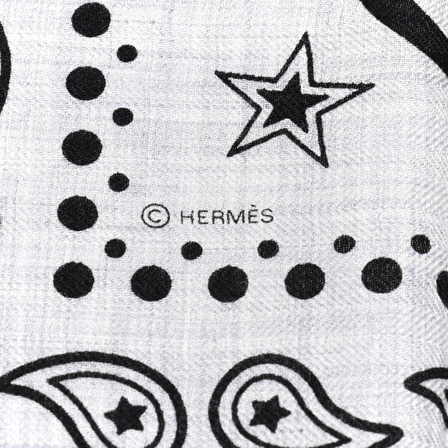 Cashmere Silk Les Cles Bandana Shawl 140 Gris Chine Black