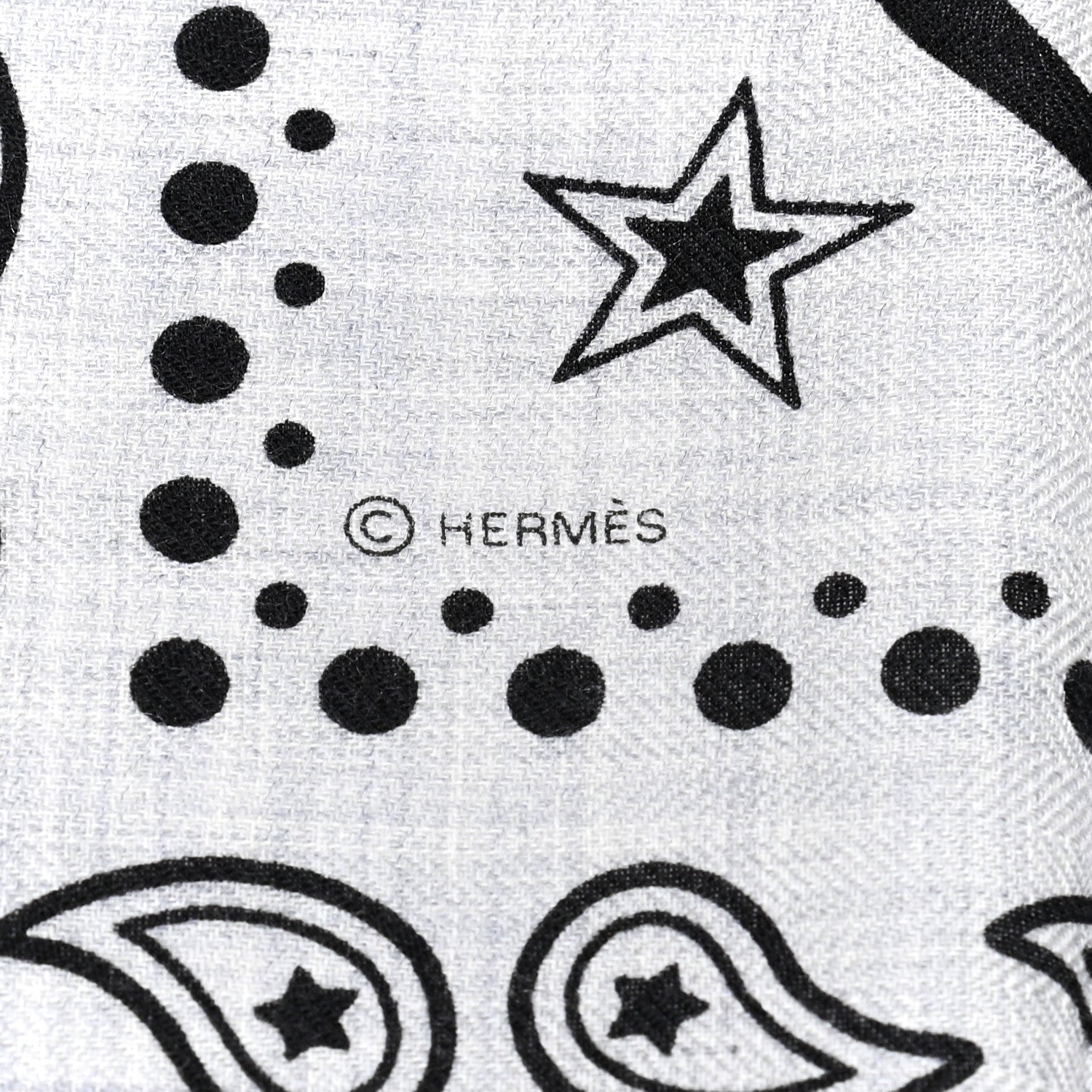 Hermes Cashmere Silk Les Cles Bandana Shawl 140 Gris Chine Black 5 of 6
