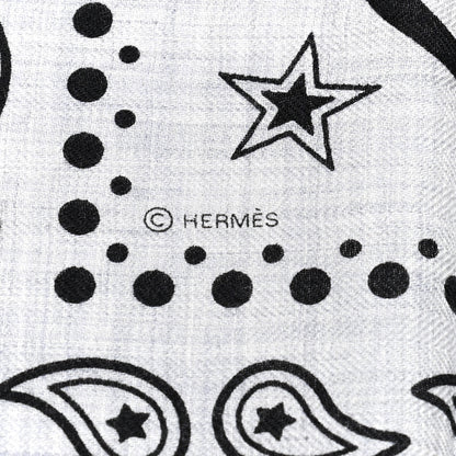 Hermes Cashmere Silk Les Cles Bandana Shawl 140 Gris Chine Black 5 of 6
