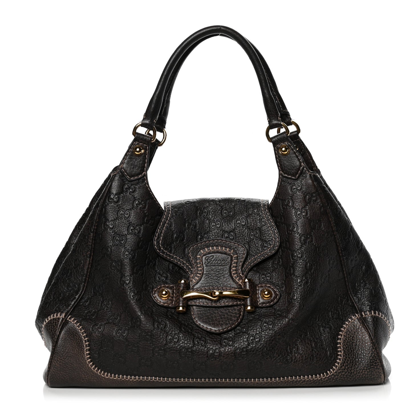 Guccissima Large New Pelham Shoulder Bag Dark Brown