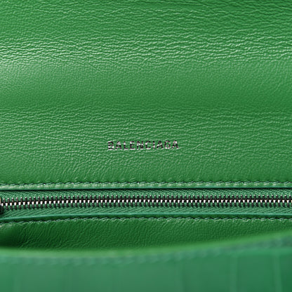 Balenciaga Shiny Calfskin Crocodile Embossed Small Hourglass Top Handle Bag Leaf Green 8 of 8