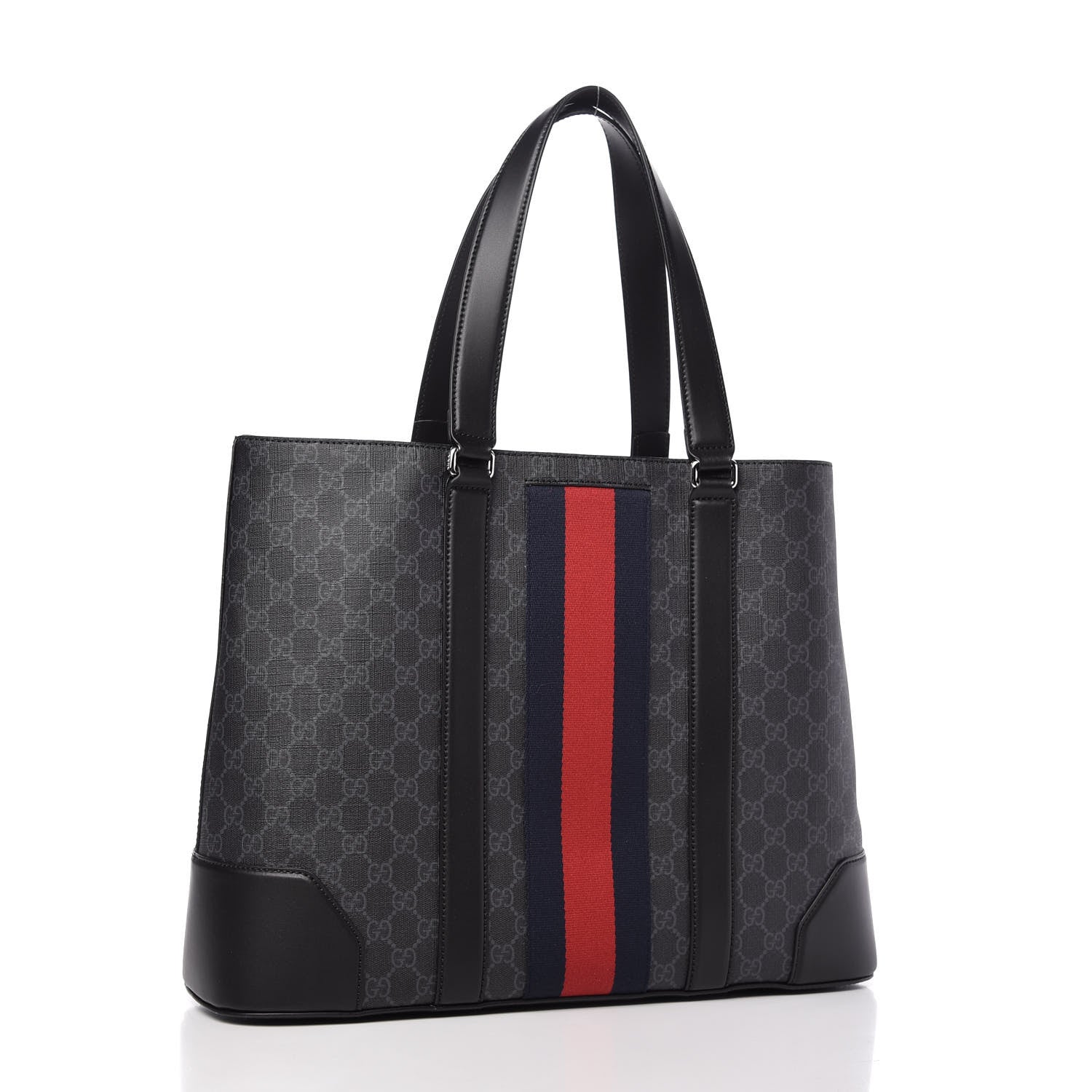 Gucci GG Supreme Monogram Web Tote Black Grey 3 of 10