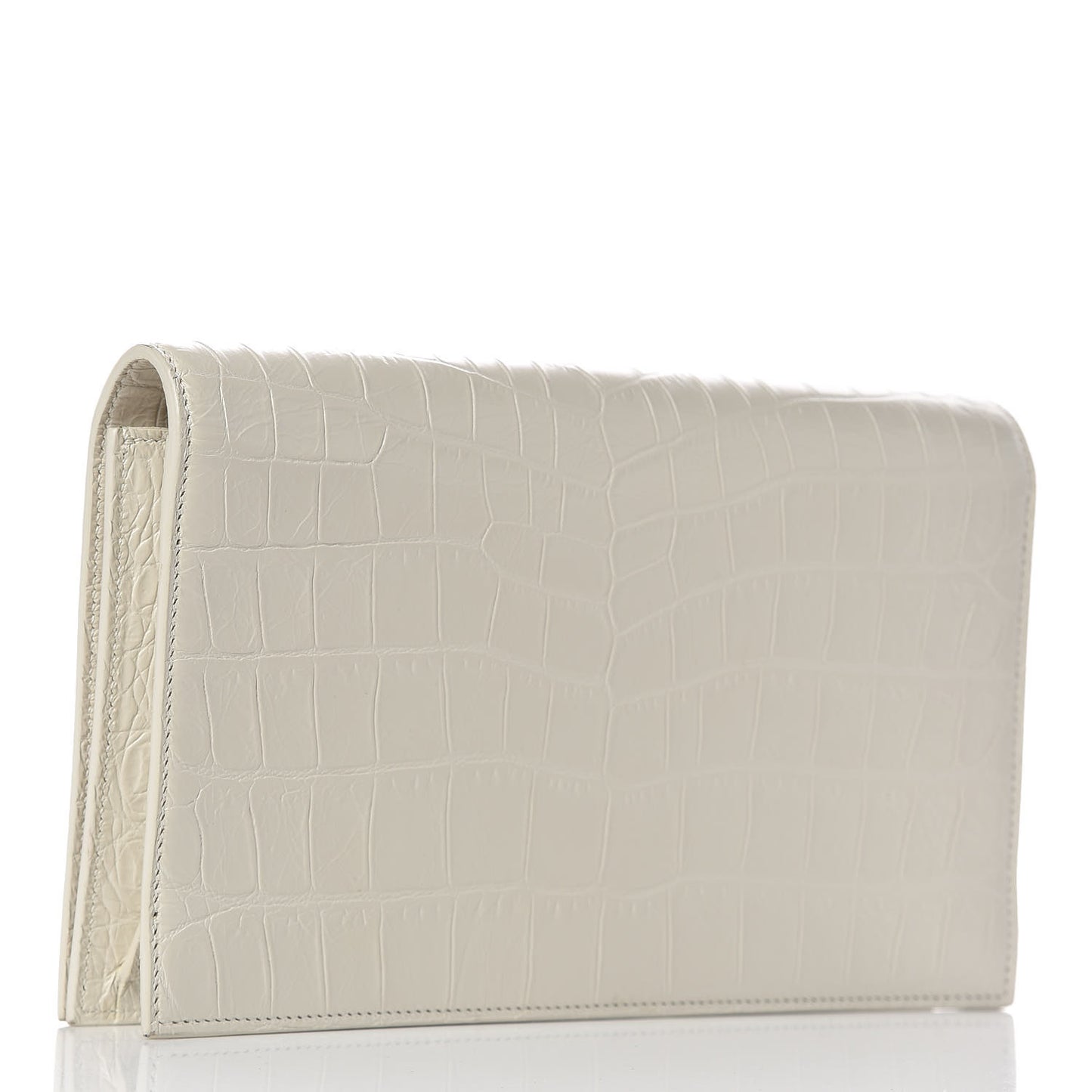 Calfskin Crocodile Embossed Classic Kate Monogram Clutch Porcellana