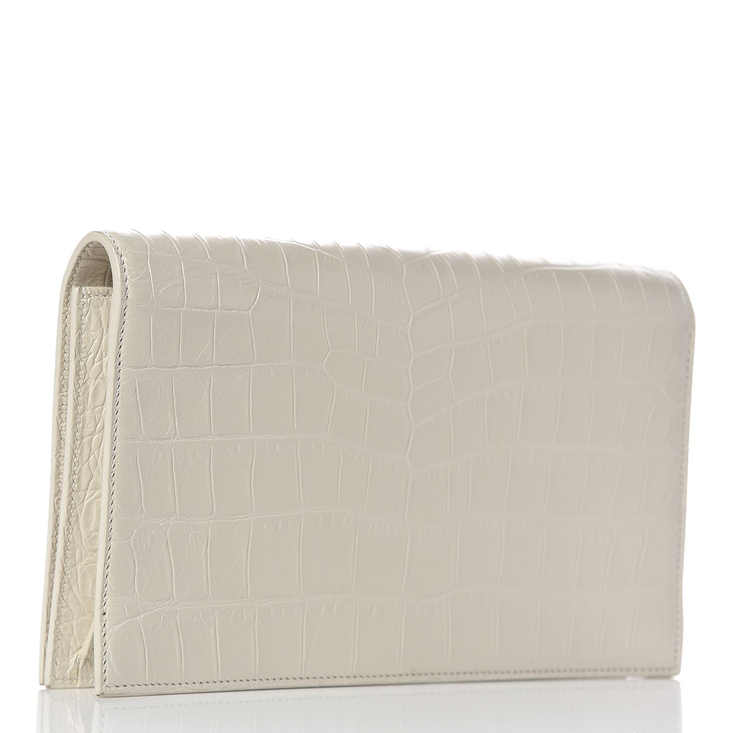 Saint Laurent Calfskin Crocodile Embossed Classic Kate Monogram Clutch Porcellana 3 of 8