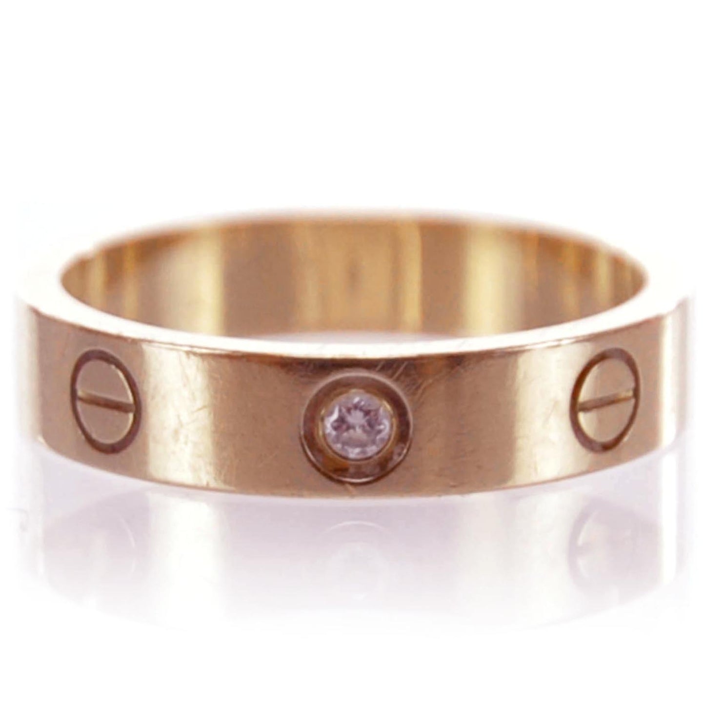 18K Pink Gold Diamond 4mm LOVE Wedding Band Ring 52 6