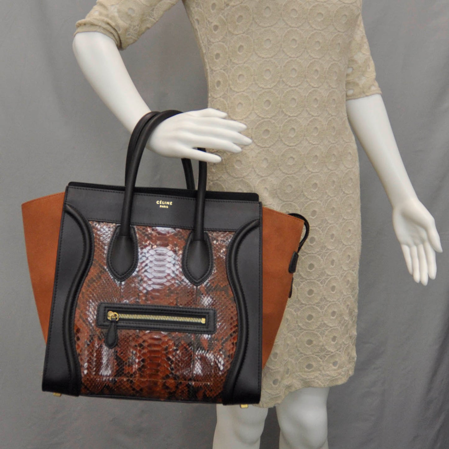Python Suede Mini Luggage Rust