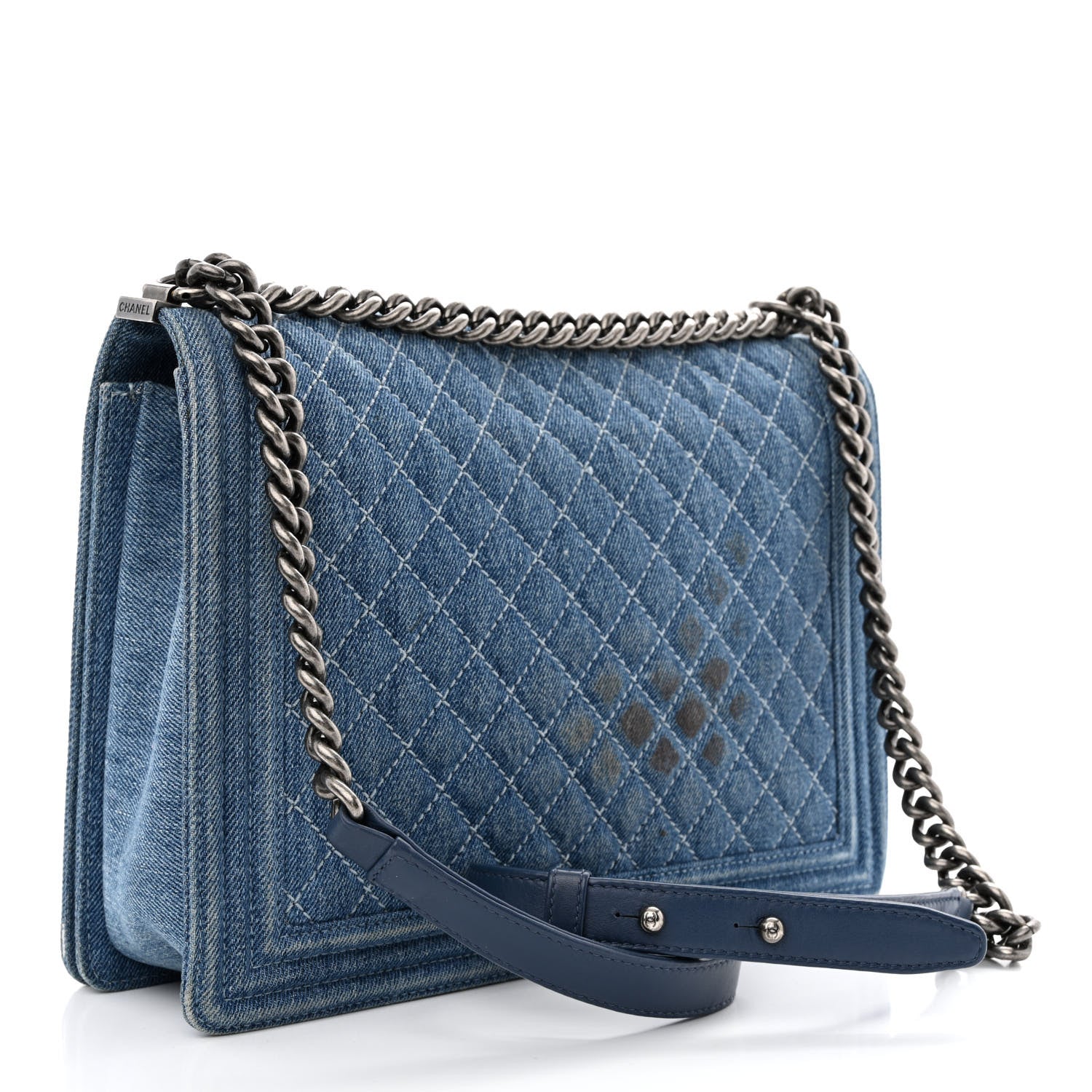 Chanel Denim Quilted Large Boy Flap Blue 3 of 14