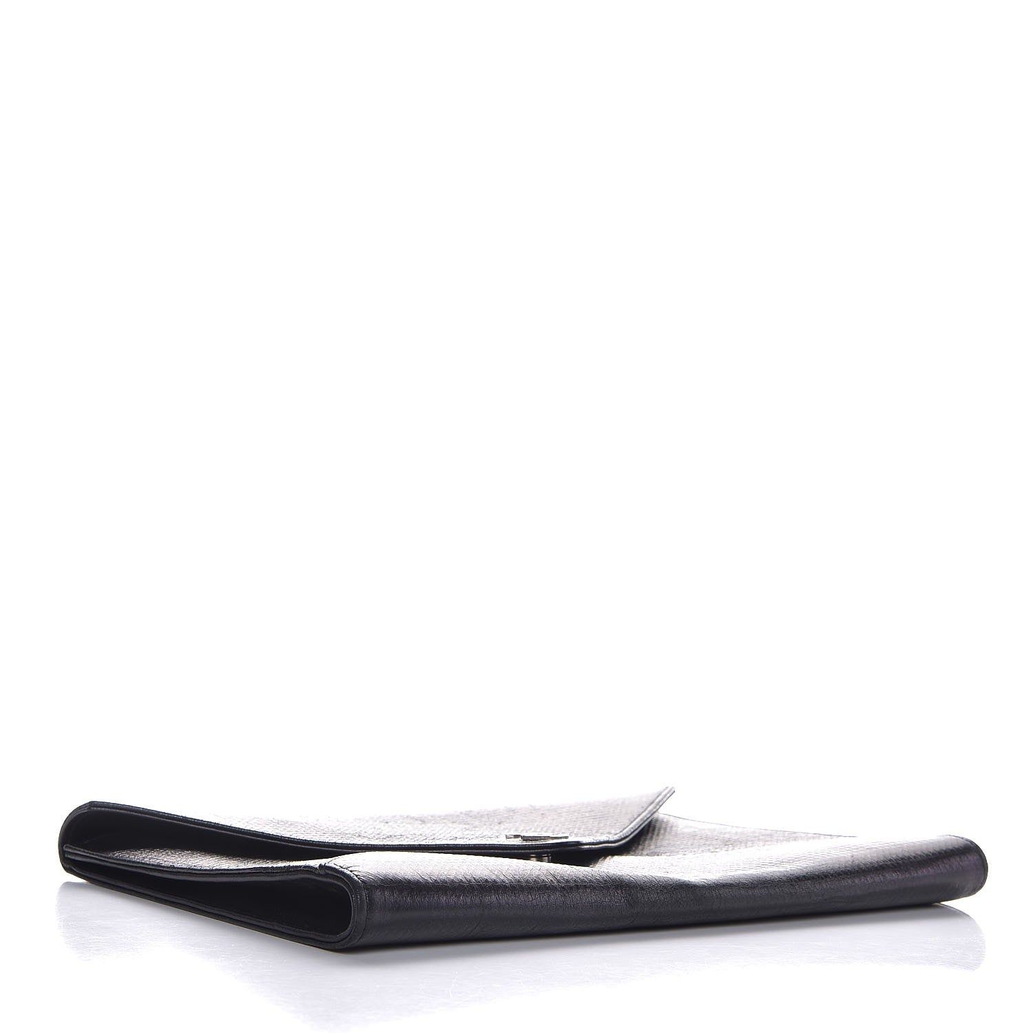 Chanel Metallic Lambskin Embossed Envelope Clutch Black 4 of 11