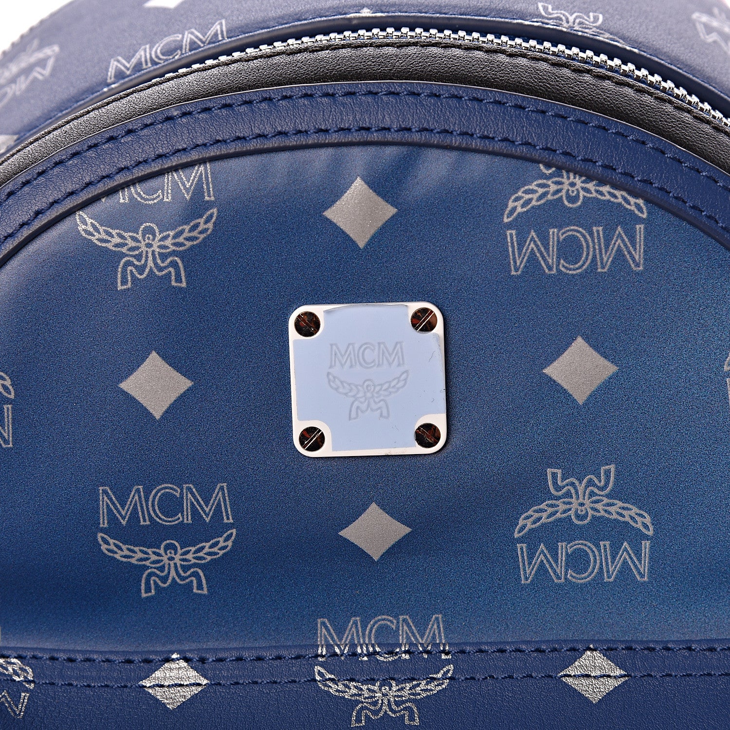 MCM Visetos Reflective Nylon Small Resnick Backpack Blue 6 of 8