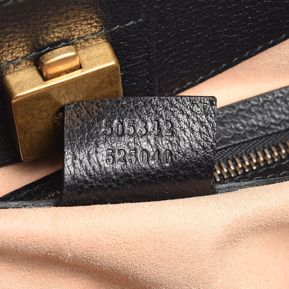 Gucci Grained Calfskin Web Crystal Butterfly Stripe Medium Totem Top Handle Bag Black 8 of 10