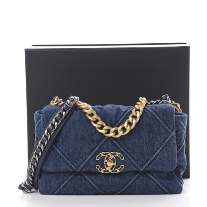 Chanel Denim Quilted Medium 19 Flap Blue 10 of 10