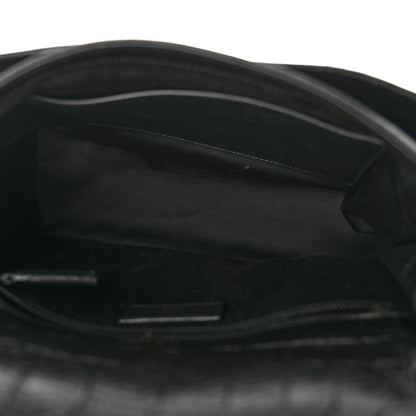 Saint Laurent Crocodile Embossed Lambskin Monogram Medium Niki Chain Satchel Black 5 of 11