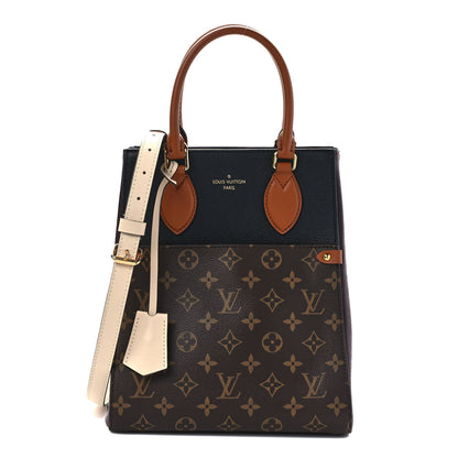 Louis Vuitton Calfskin Monogram Fold Tote MM Black Wine Cream 1 of 11