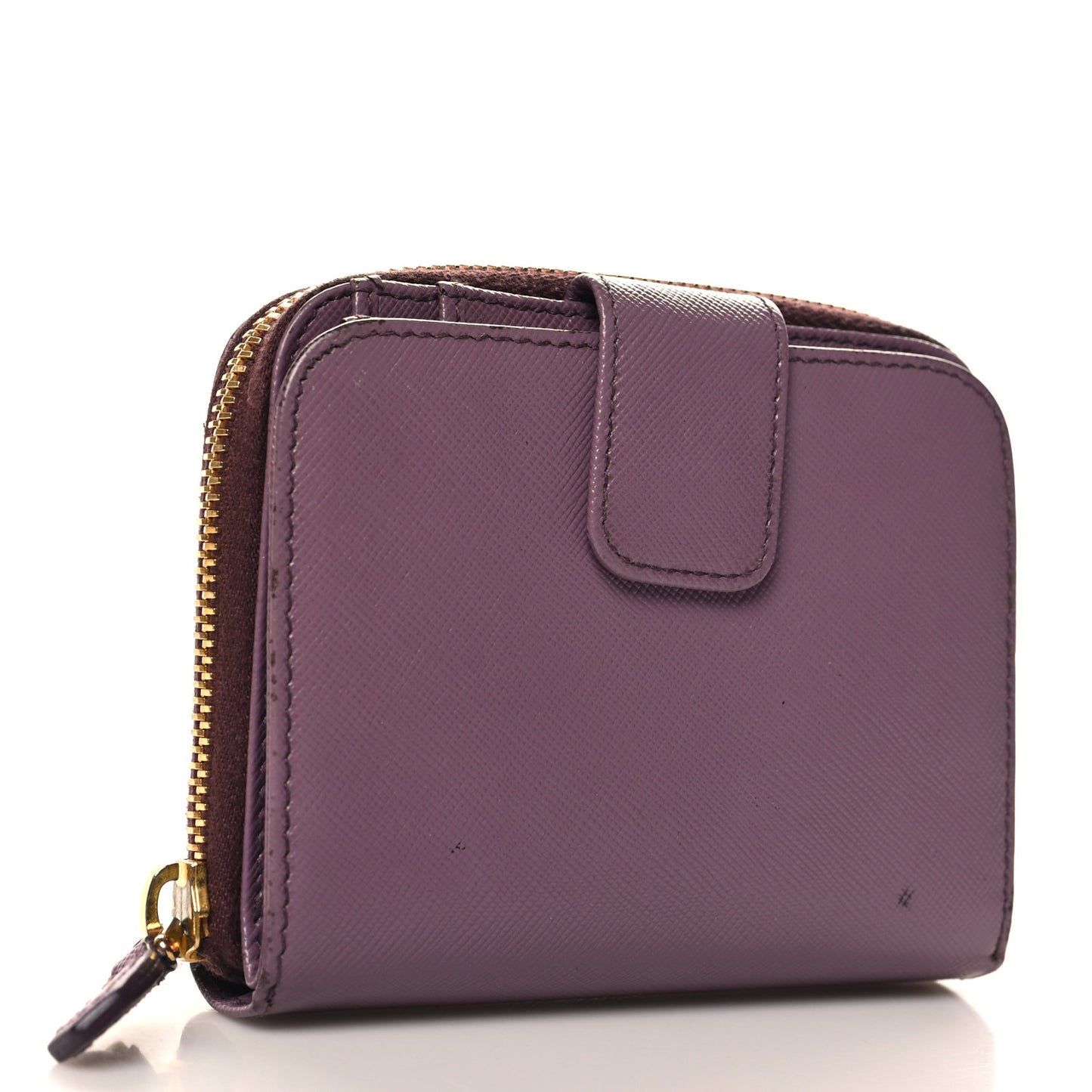 Saffiano Triangle Compact Zip Around Wallet Purple