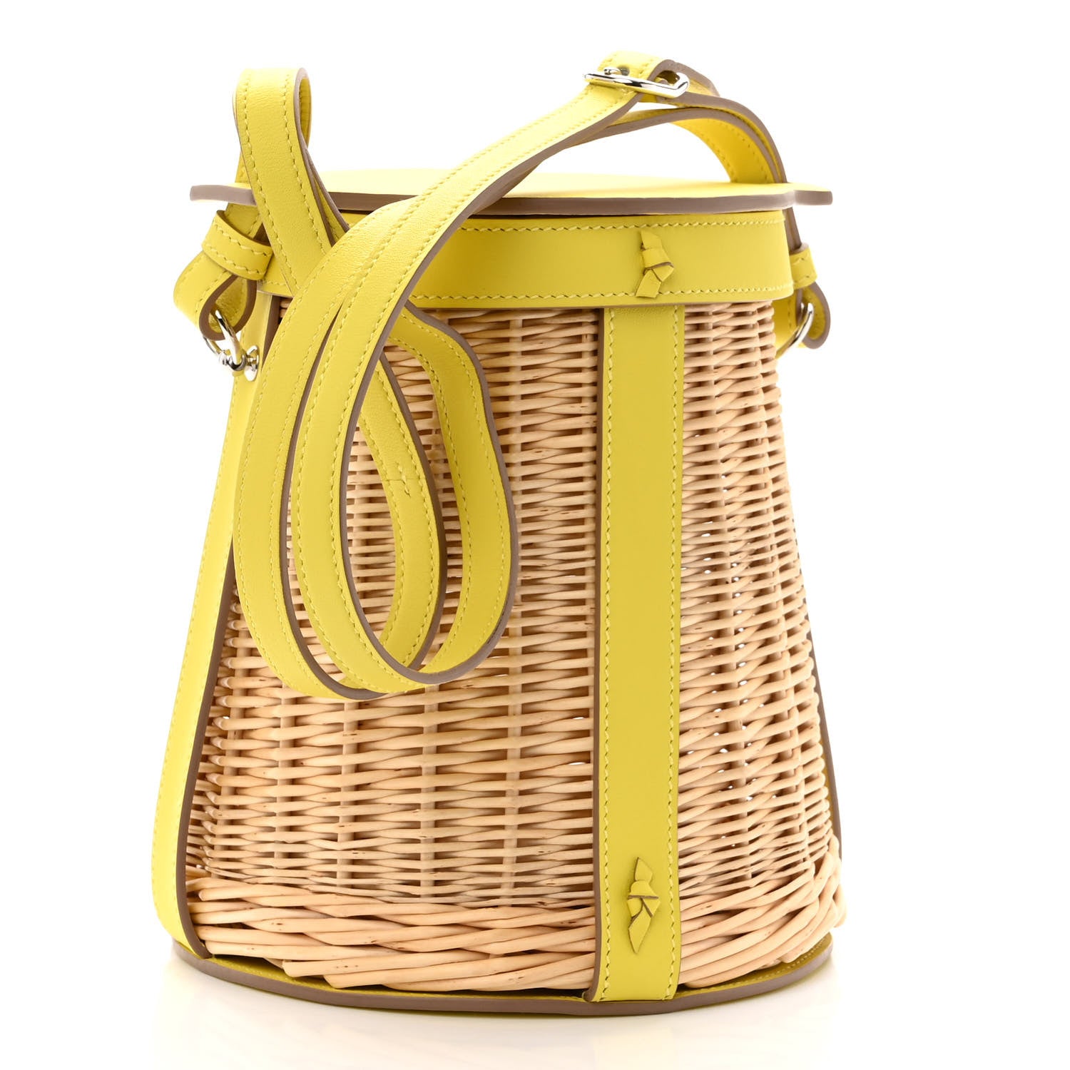 Hermes Swift Wicker Sac Farming Picnic Bag Lime Naturel 3 of 10