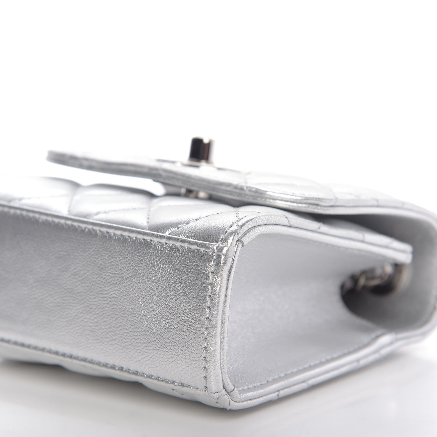 Chanel Metallic Lambskin Quilted Mini Trendy CC Clutch With Chain Silver 7 of 10