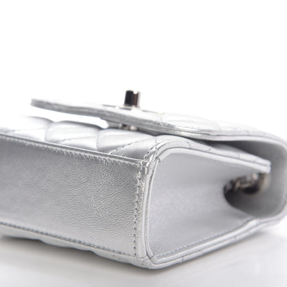 Chanel Metallic Lambskin Quilted Mini Trendy CC Clutch With Chain Silver 7 of 10