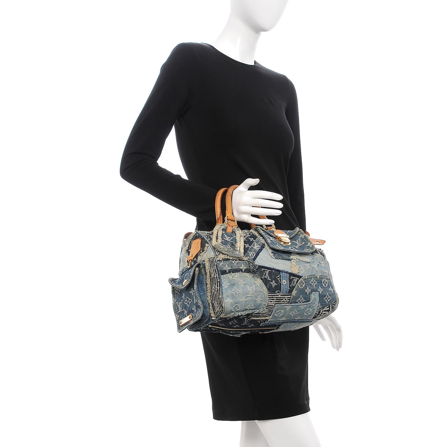 Louis Vuitton Denim Patchwork Speedy 30 Blue 2 of 17