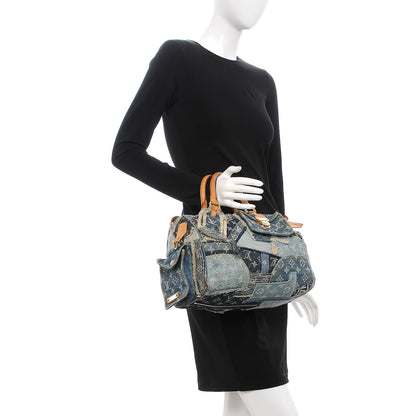 Louis Vuitton Denim Patchwork Speedy 30 Blue 2 of 17