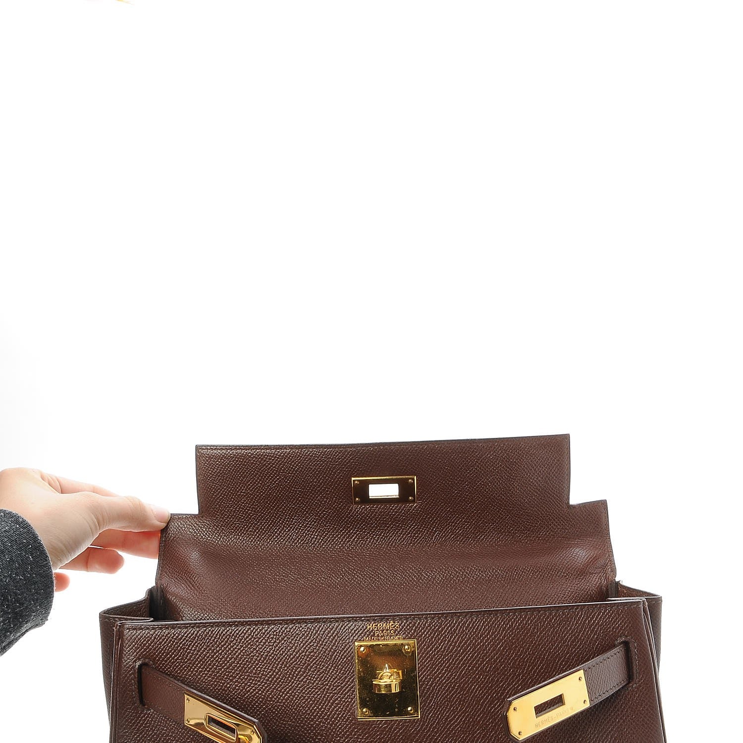 Hermes Courchevel Kelly Retourne 28 Chocolate 25 of 32