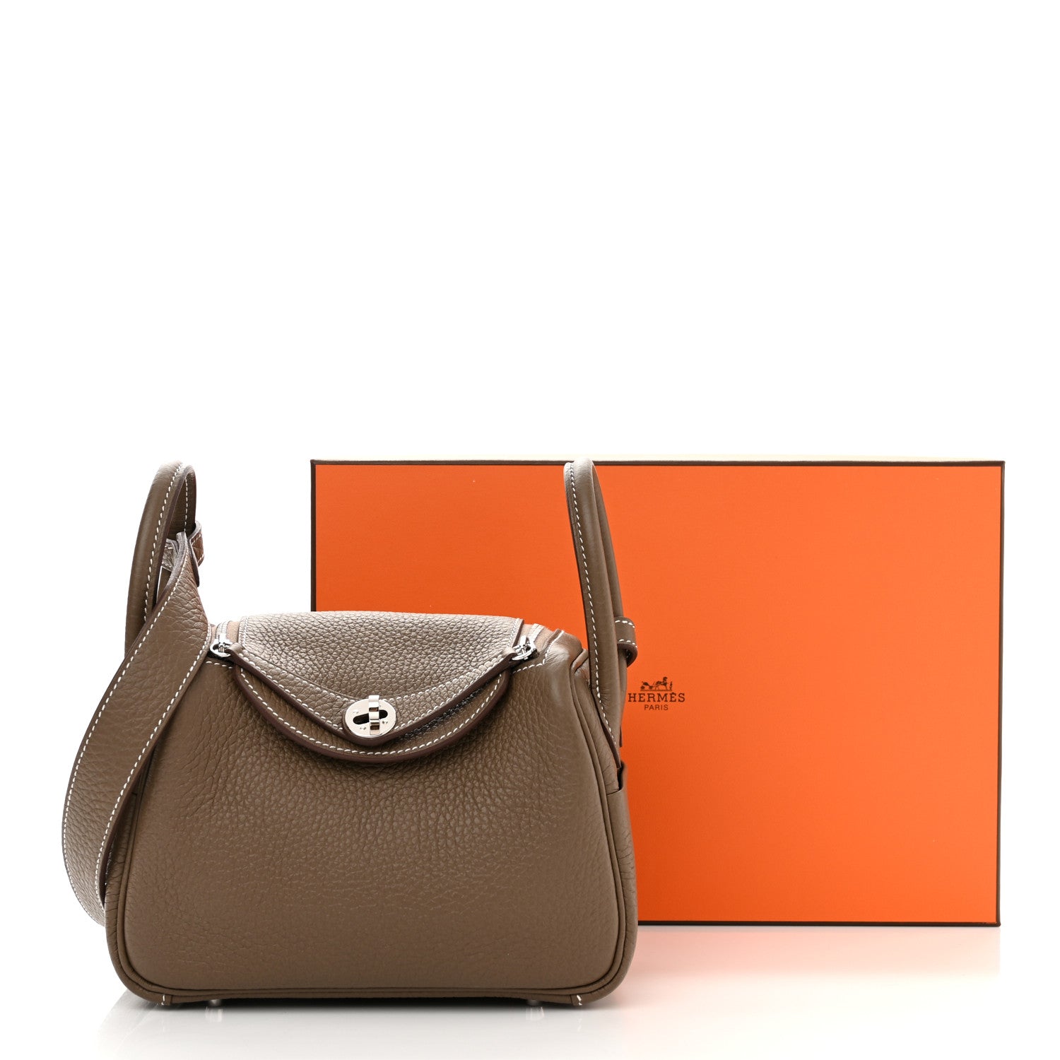 Hermes Taurillon Clemence Mini Lindy 20 Etoupe 11 of 11