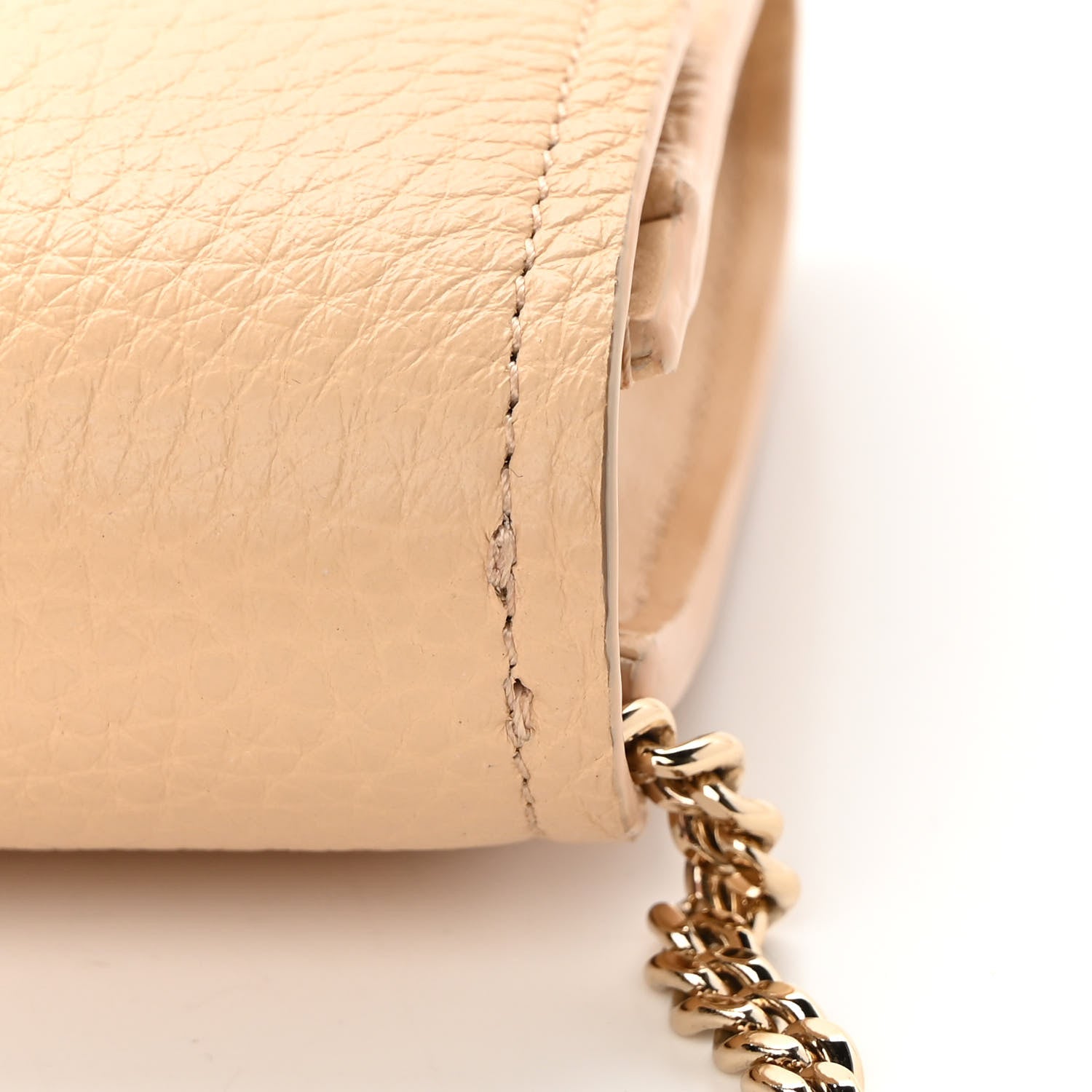 Chloe Shiny Grained Calfskin Aby Wallet on Chain Wooden Beige 12 of 13