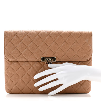 Chanel Caviar Quilted Medium Golden Class Pouch Beige 2 of 10